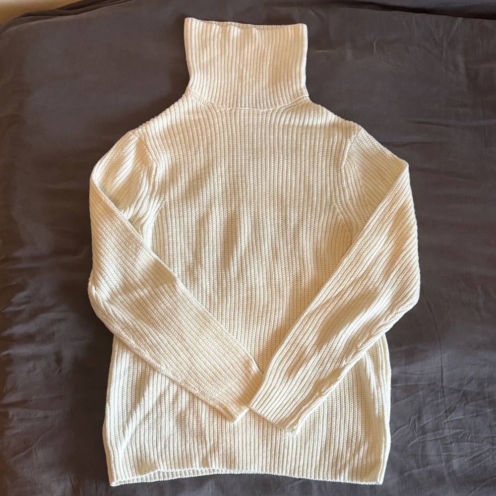 Bershka Cream Turtleneck Ribbed Sweater